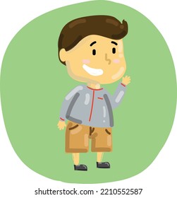 An illustrated boy saying hello vector
