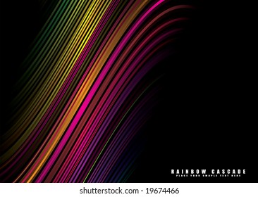 Illustrated bright coloured rainbow background with copy space