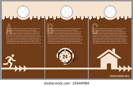 Illustrated brochure and flayer poster template with modern color style
