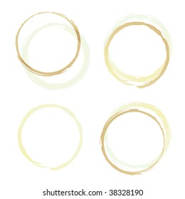 illustrated brown coffee rings with stained white background