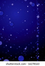 Illustrated bubble background of an aqua blue tank at night