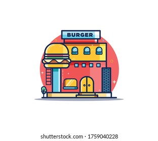 Illustrated Burger Shop For Products, Etc.