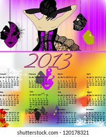 illustrated calendar for the year 2013 - vector illustration