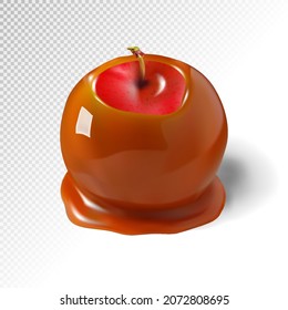 Illustrated Caramel Apple. Realistic vector, 3d illustration