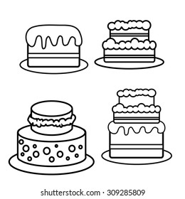 Illustrated cartoon cake on white a background