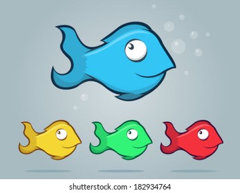 Illustrated cartoon fish icon set/Vector Fish Cartoons