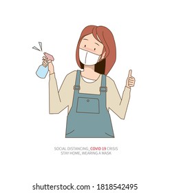 Illustrated character vector of various gestures. Hygiene-Related Motion Illustration