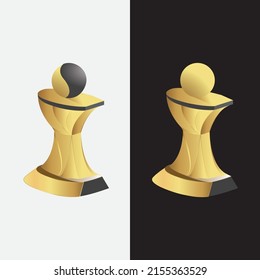 Illustrated chess figure. Pown illustration. Golden.