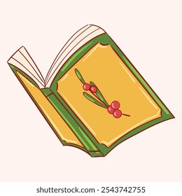 Illustrated Christmas Book With Holly On Cover