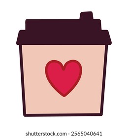 Illustrated Coffee Cup With Heart Symbol Design Perfect for Beverages Theme