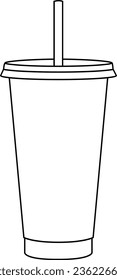 Illustrated Coffee Cup, Take away, Disposable, Tumblr, or Reusable Cup Line Art Illustration.