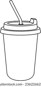 Illustrated Coffee Cup, Take away, Disposable, Tumblr, or Reusable Cup Line Art Illustration.