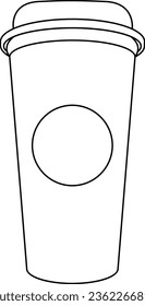 Illustrated Coffee Cup, Take away, Disposable, Tumblr, or Reusable Cup Line Art Illustration.