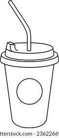 Illustrated Coffee Cup, Take away, Disposable, Tumblr, or Reusable Cup Line Art Illustration.