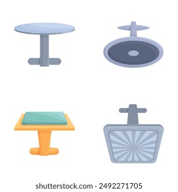 Illustrated collection featuring two styles of tables and sinks, isolated on a white background