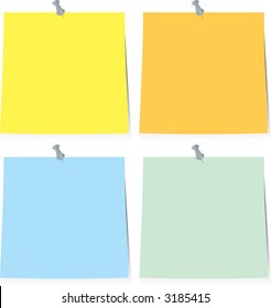 A illustrated collection of four sticky pieces of paper ready for you to add your own text
