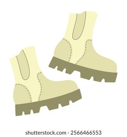 Illustrated Collection of Unique Winter Footwear Styles. Flat Vector