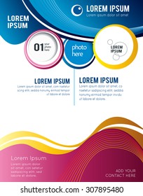 Illustrated colorful layout with abstraction. Magazine cover, business brochure template.