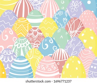 illustrated colorful ornament Easter eggs 