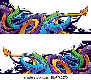 Illustrated coloured pop art arrows entangled lines vector 