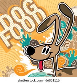 Illustrated comic dog food background. Vector illustration.