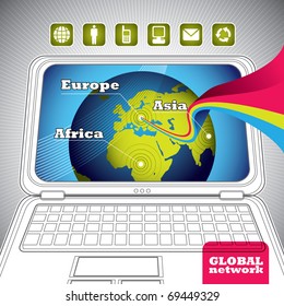 Banner de red global conceptual ilustrado. Ilustración vectorial.