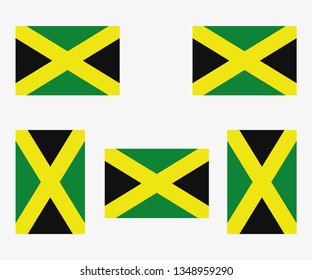 Illustrated Country Flag Reflected and Rotated of   Jamaica