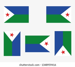 Illustrated Country Flag Reflected and Rotated of   Djibouti