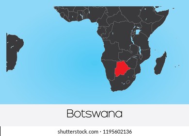 An Illustrated Country Shape of Botswana