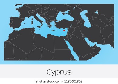 An Illustrated Country Shape of Cyprus