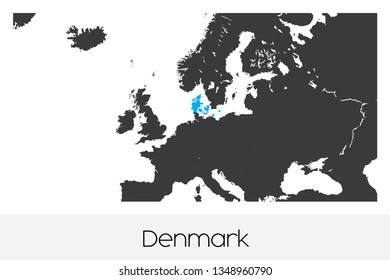 An Illustrated Country Shape of Denmark