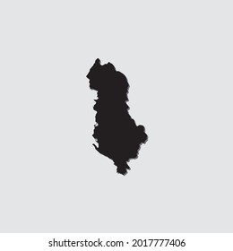 Illustrated Country Shape with Drop Shadow of Albania