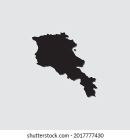 Illustrated Country Shape with Drop Shadow of Armenia