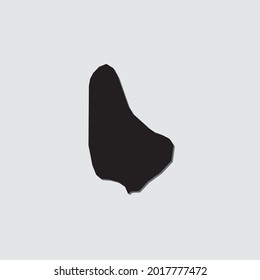 Forma de país ilustrada con sombra de caída de Barbados