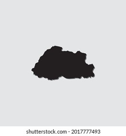 Forma de país ilustrada con sombra de caída de Bután