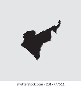 Illustrated Country Shape with Drop Shadow of Cameroon
