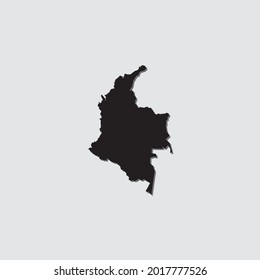 Illustrated Country Shape with Drop Shadow of Colombia