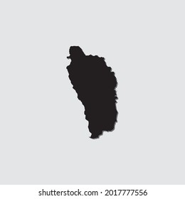 Illustrated Country Shape with Drop Shadow of Dominica