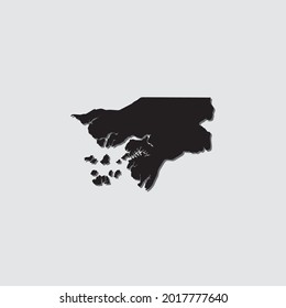 Illustrated Country Shape with Drop Shadow of Guinea Bissau