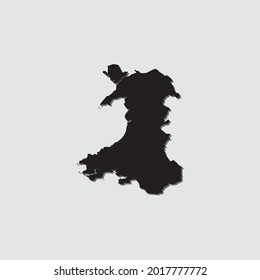 Forma de país ilustrada con sombra de caída de Gales