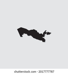 Forma de país ilustrada con sombra de caída de Uzbekistán