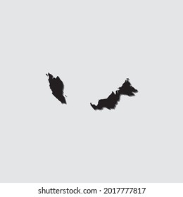 Illustrated Country Shape with Drop Shadow of Malaysia