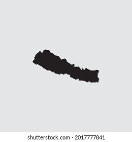 Illustrated Country Shape with Drop Shadow of Nepal