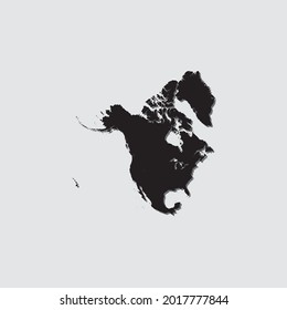 Illustrated Country Shape with Drop Shadow of North America