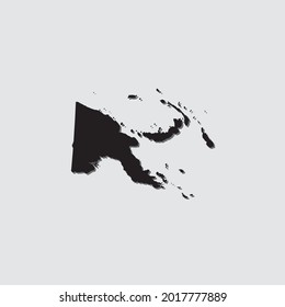 Illustrated Country Shape with Drop Shadow of Papua New Guinea
