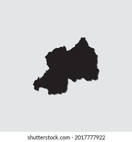 Illustrated Country Shape with Drop Shadow of Rwanda