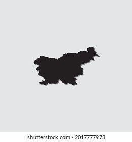 Illustrated Country Shape with Drop Shadow of Slovenia