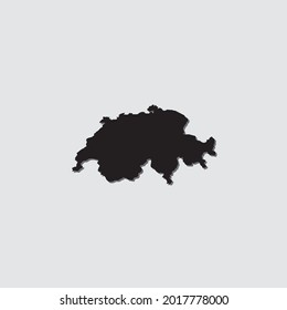 Illustrated Country Shape with Drop Shadow of Switzerland