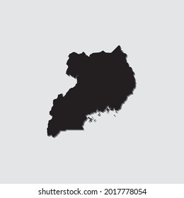 La forma de un país ilustrado con la sombra de una caída de Uganda