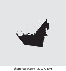 Illustrated Country Shape with Drop Shadow of United Arab Emirates